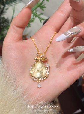 财大气粗暴富佛新中式超美仙气莲花佛公吊坠项链显白贵气仙女首饰