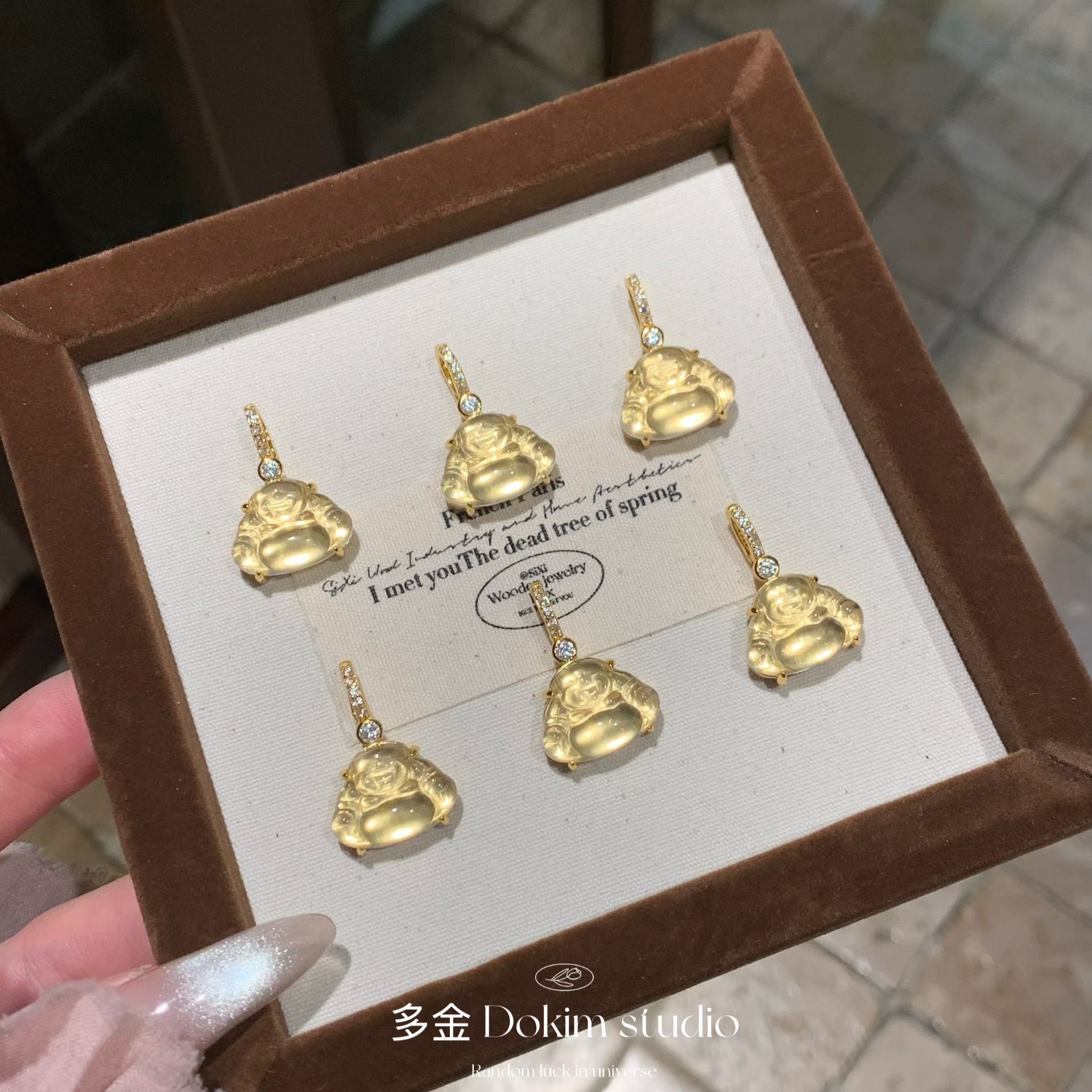 “暴富金佛”S925纯银天然水沫玉金色吊坠项链显白新中式富家千金