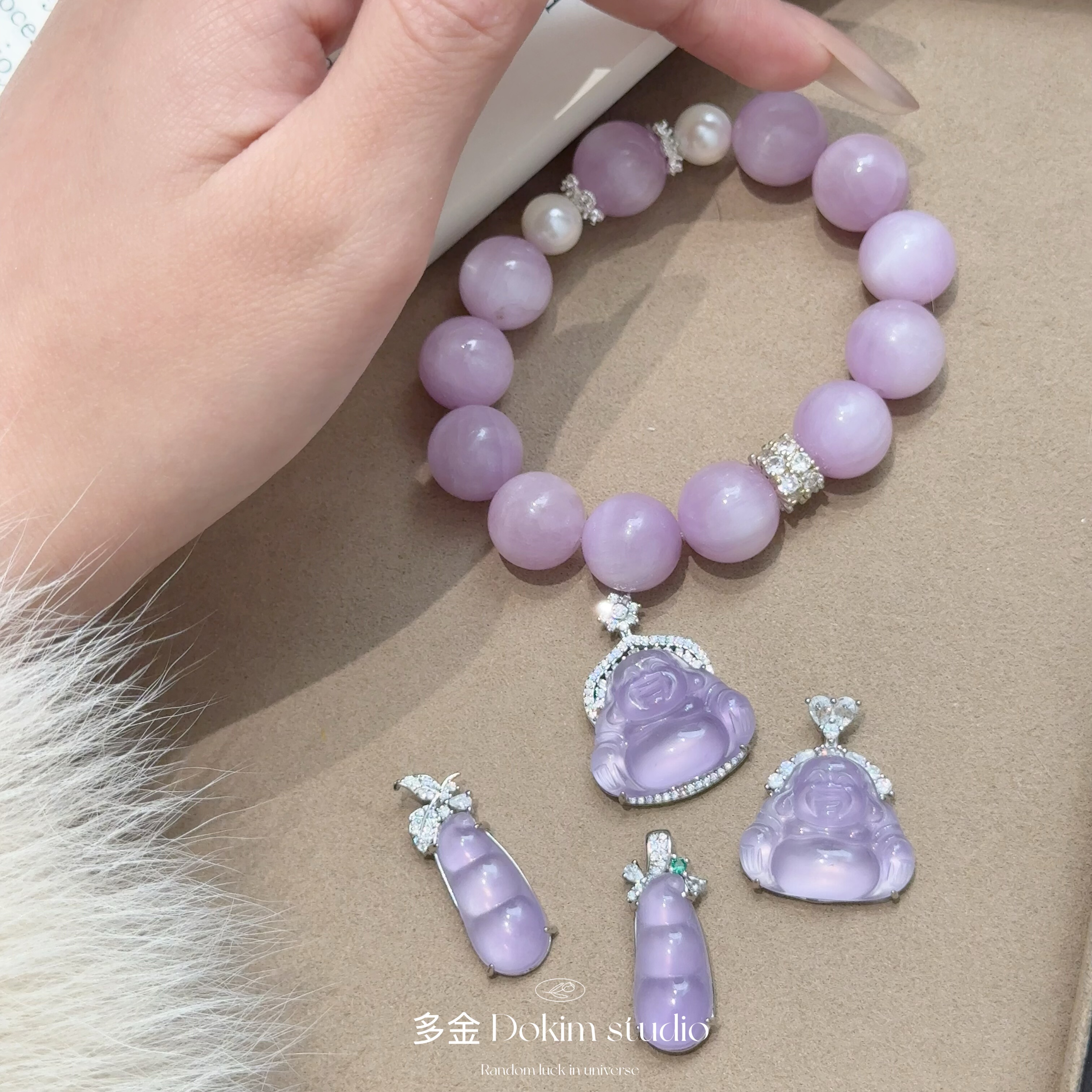 紫气东来S925天然紫罗兰水沫玉项链吊坠新中式珠宝感佛公送礼豆子