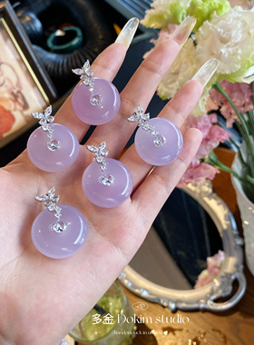 春日花园S925纯银天然紫玉髓平安扣吊坠新中式绝绝紫精致百搭项链