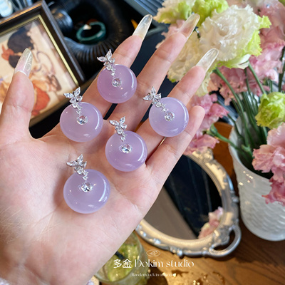春日花园S925纯银天然紫玉髓平安扣吊坠新中式绝绝紫精致百搭项链