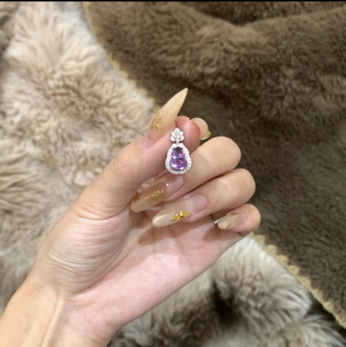 S925银天然紫水晶海蓝宝葫芦迷你吊坠项链精致富家千金气质首饰