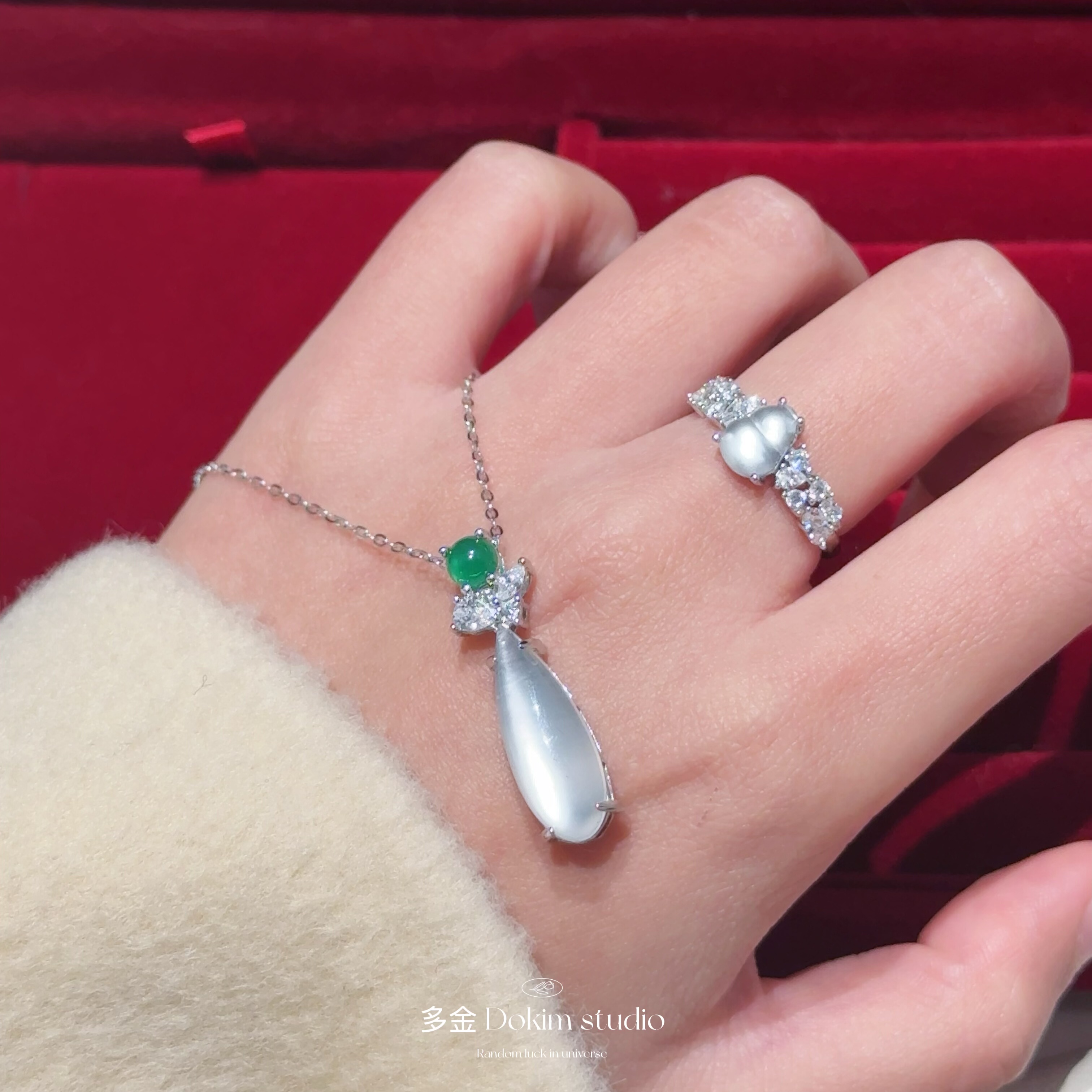 “玉露” S925纯银天然缅甸高冰水沫玉吊坠项链新中式高级感首饰