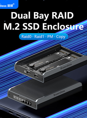 Blueendless Dual Bay RAID M.2 SATA M.2 NVME SSD Enclosure