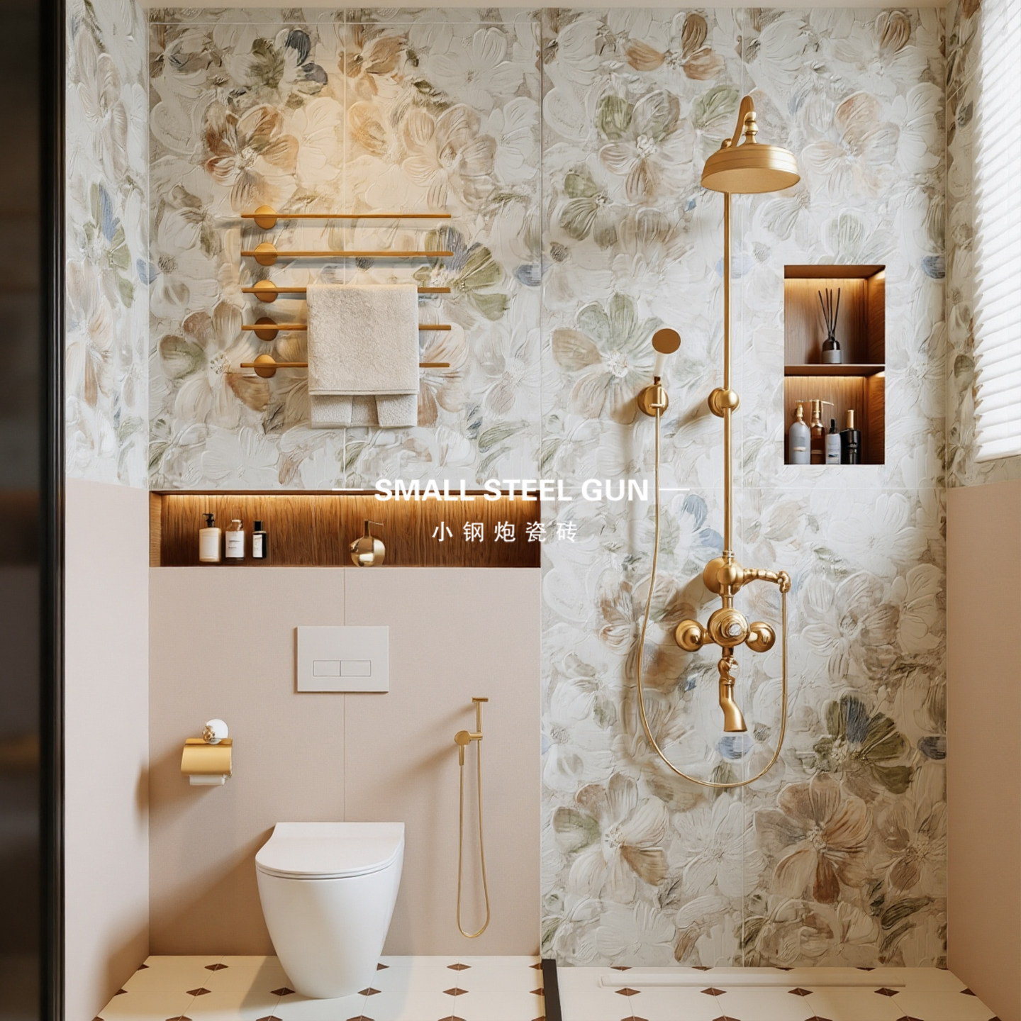 法式复古芙蓉花涧600x1200卫生间浮雕花砖浴室洗手间厕所厨房墙砖