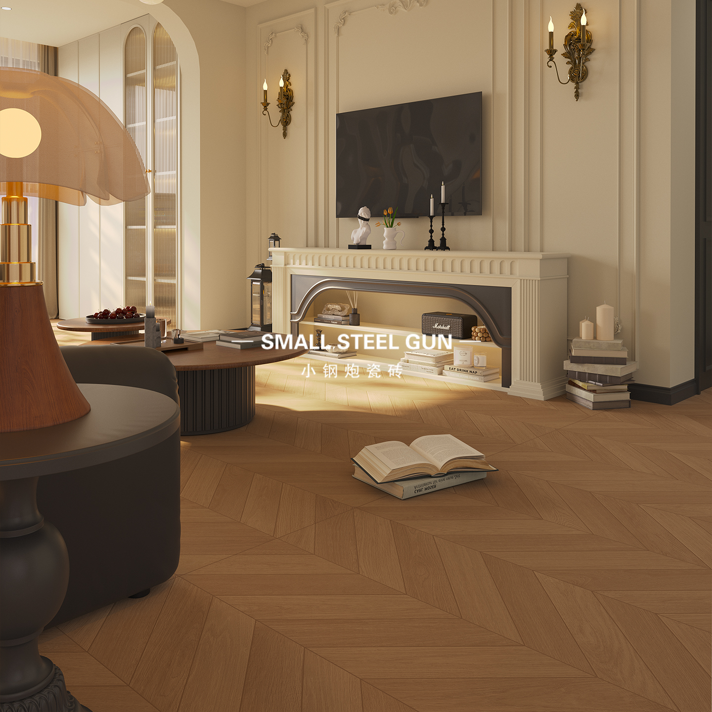 法式天鹅绒鱼骨木纹砖600x1200