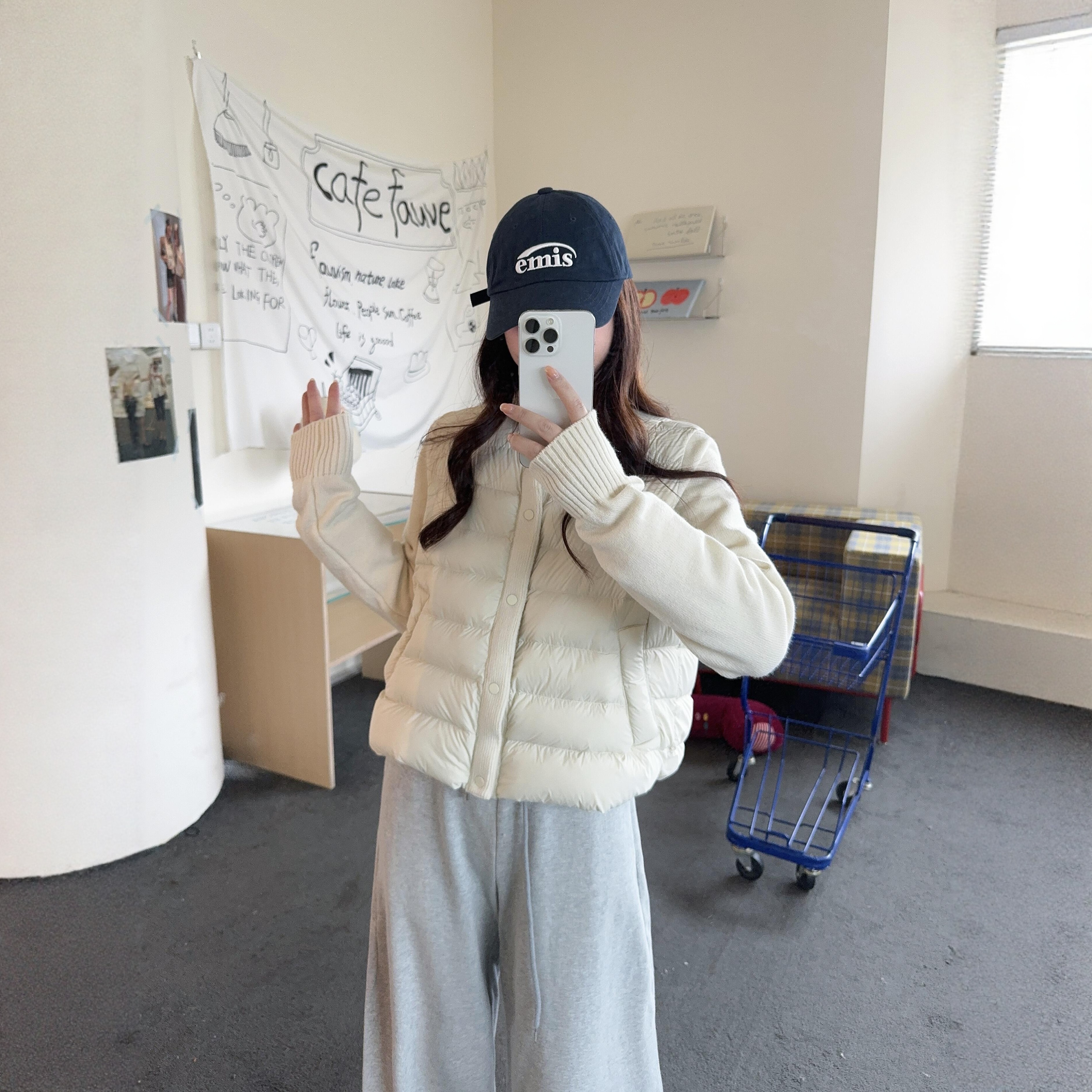 排骨羽绒服女短款冬季90白鸭绒2025新款针织立领拼接女款冬装外套