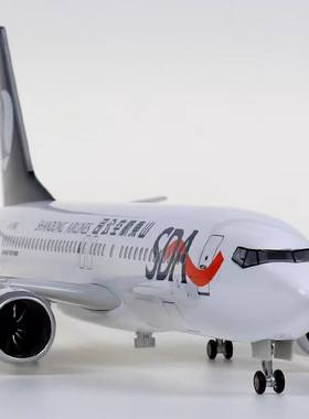 波音737-800山东航空带轮子带灯静态仿真民航客机航模飞机模型
