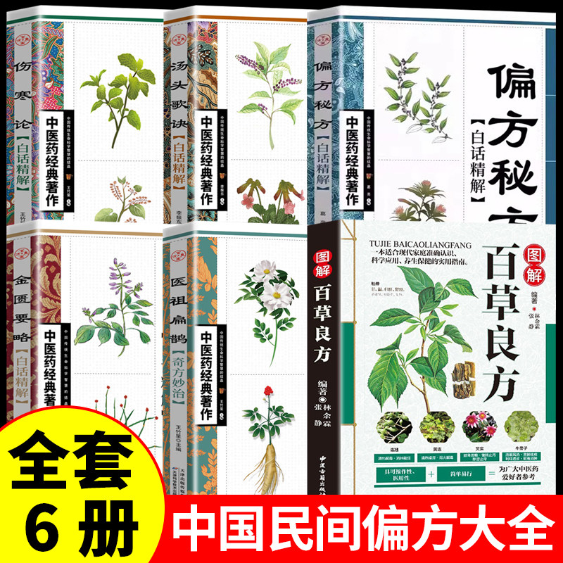 全6册 图解百草良方+偏方秘方+汤头歌诀+金匮要略 中药书籍中医基础入门中药材药方中医养生中草药中药材偏方药方本草纲目中医入门
