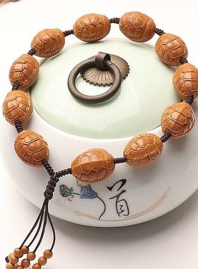 14mm小籽铁核橄榄雕刻富甲天下八宝龟壳金钱龟精品手工成品手把件