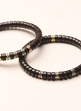 原创设计天然椰蒂药片单圈手链印尼原生态豪华绕指柔直切金盾归圆