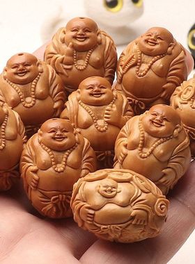 纯手工雕刻八大弥勒佛手串22mm尺寸整身核雕男女款盘玩手串水晶核