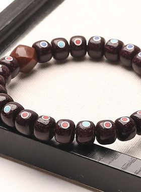 机刷打磨海南星月菩提镶嵌朱砂供佛珠手链手串高油高密高抛送女友