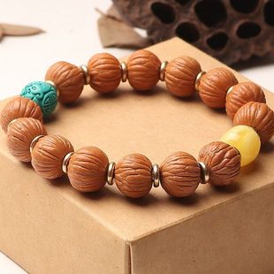 原皮野生凤羽猴头手串真品土豪桃核南瓜桩文玩菩提盘玩佛珠手链男