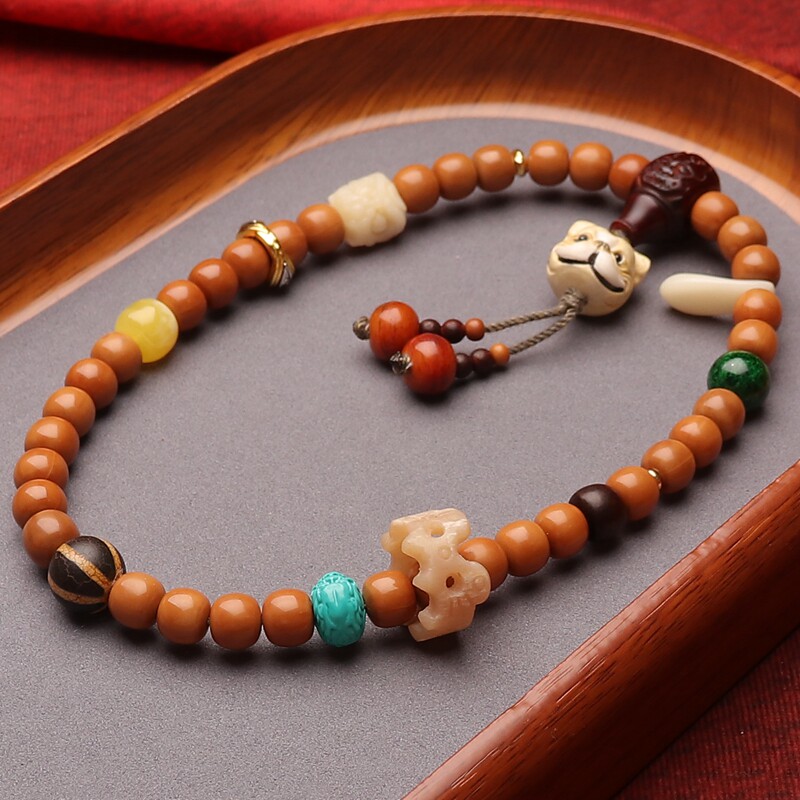 野生直切 猴头手串男搭配根付鹿角京八棱六方老型文玩108颗手持男