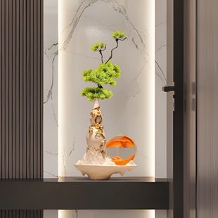 宋式美学入户玄关葫芦山水流沙摆件客厅招财装饰高级乔迁开业礼物