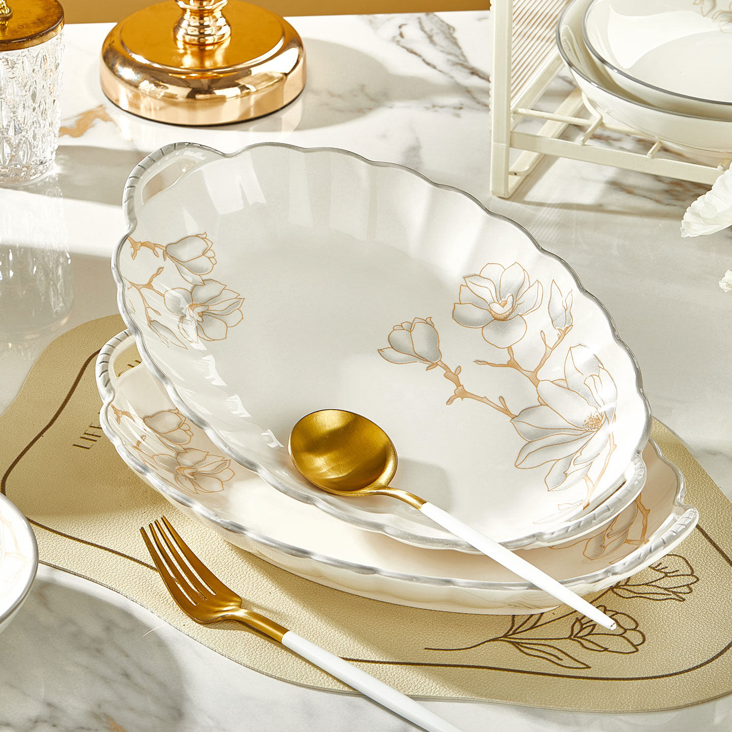 陶瓷双耳鱼盘家用清蒸鱼盘子新款釉下彩椭圆餐盘红烧鱼盘海鲜蒸盘,餐饮具,盘,淘宝优惠券,粉丝福利购,淘宝优惠卷