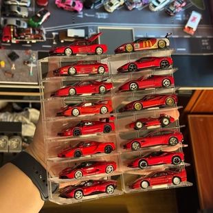 1:64车模展示架男士合金小比例小车收纳展示盒盲盒手办透明展示柜