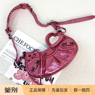 万物二奢 95新 Balenciag巴黎世家 爆裂纹金属粉Le Cagole机车包