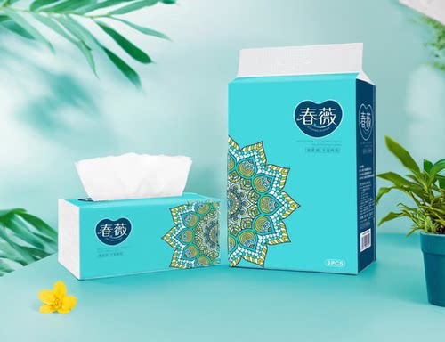 春薇抽纸大码155规格无香婴儿柔餐巾家用蓝色提40包实惠装厚实大