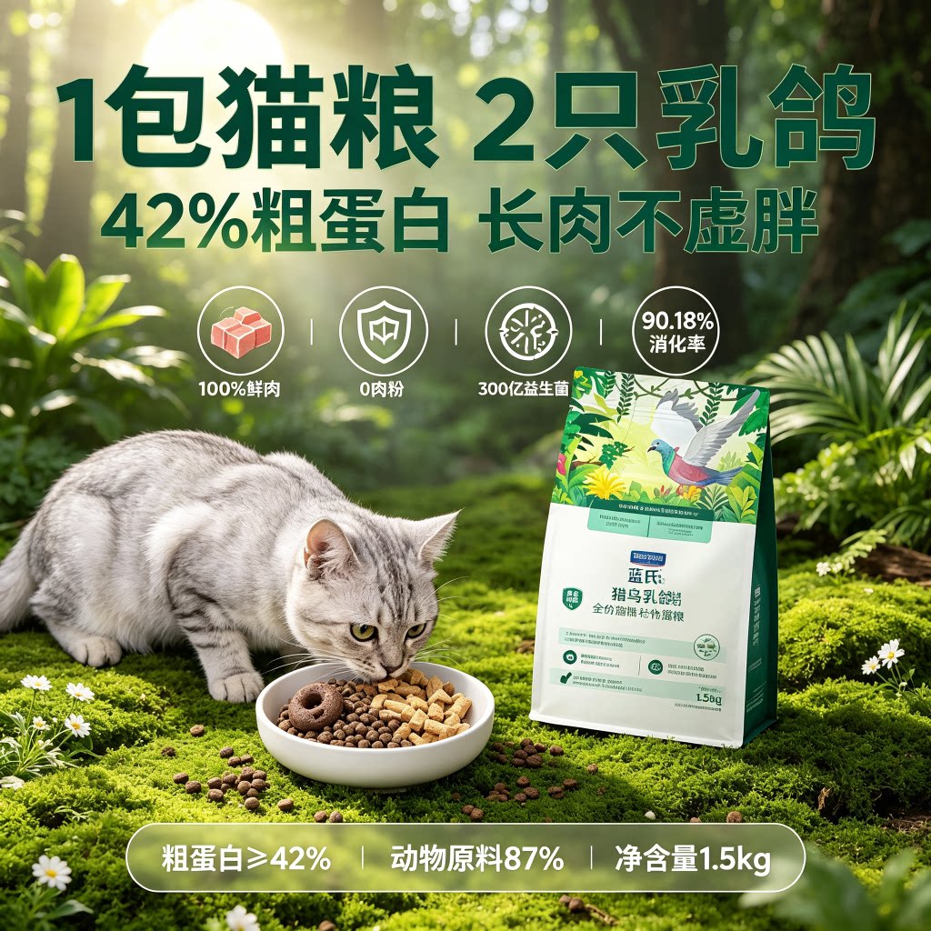 蓝氏猫粮猎鸟乳鸽大品牌猫粮营养健康美毛减肥全猫种成猫幼猫10kg