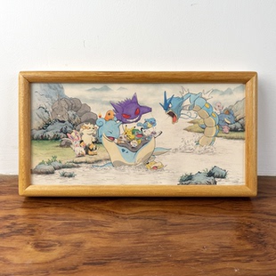 饰画摆台 中国风宝可梦暴鲤龙乘龙耿鬼国风装 皮卡丘 江畔历险