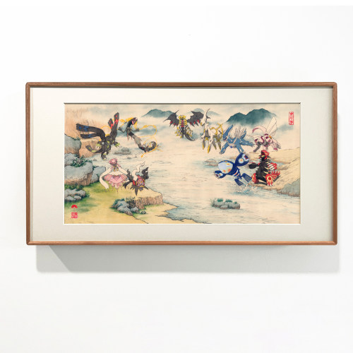 《胡帕唤神》中国风宝可梦国画联动创意沙发背景装饰画高清喷绘
