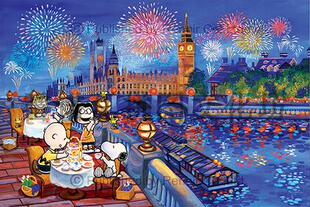 雷诺瓦进口益智拼图/史努比授权/泰晤士河畔/1008片现货/夜光版