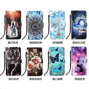 note14S 彩绘卡通皮套平纹皮套插卡支架保护套 Pro Ultra 红米 Poco 手机壳 适用 K80 小米