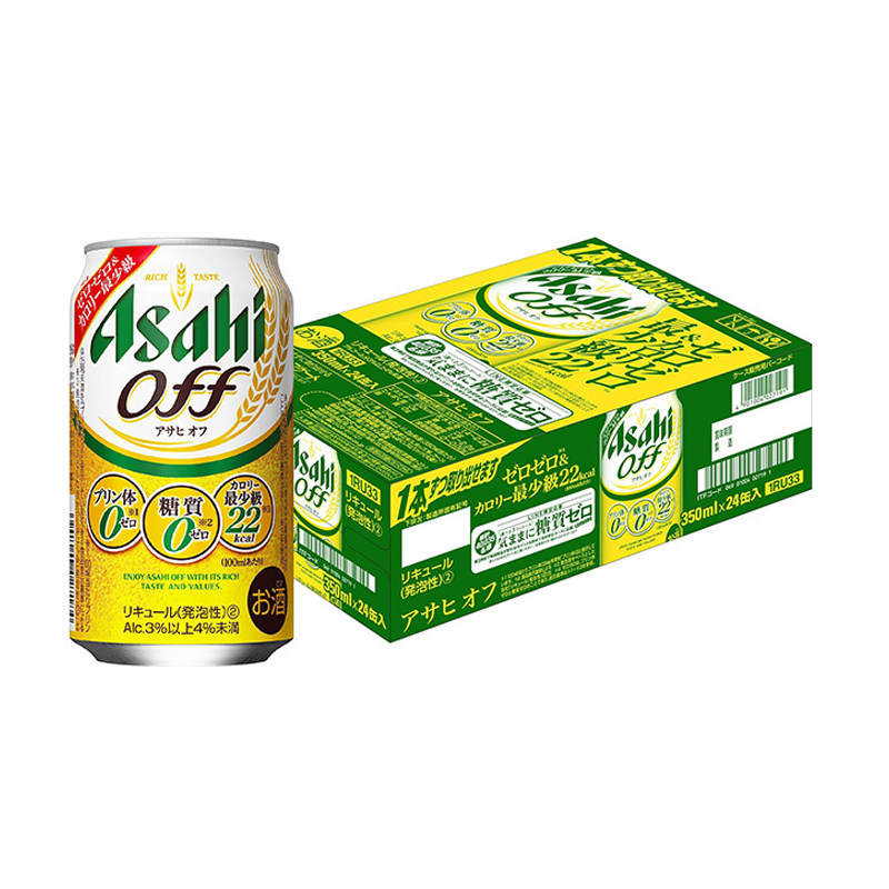 日本进口啤酒 朝日Asahi绿标off极乐 0糖0卡0嘌呤无糖生啤酒350ml