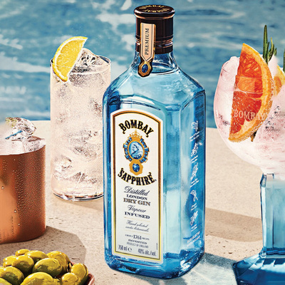 孟买蓝宝石金酒BOMBAY杜松子鸡尾酒洋酒金汤力调酒基酒套装750ml