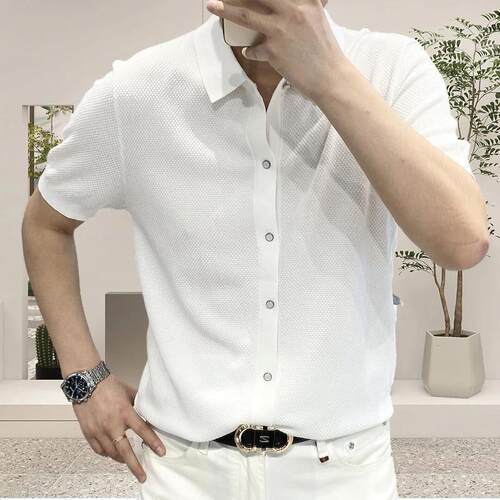墨峰阁服饰简约轻奢/男士POLO半袖衫时尚运动户外短袖开衫款衬衫
