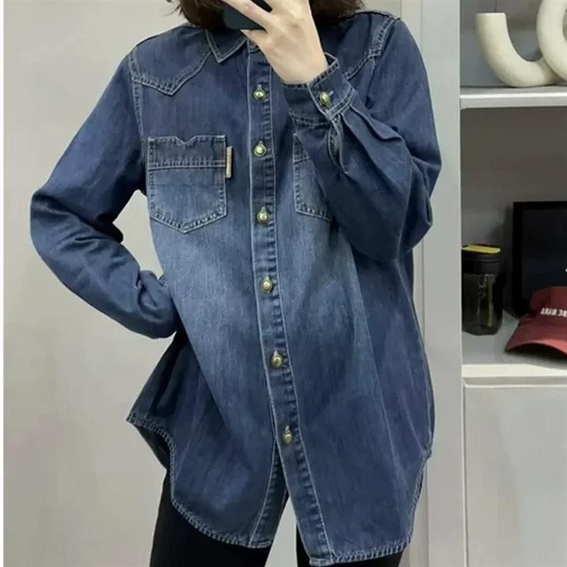 叄壹陸家居k專營牛仔H襯衫女韓版設計感寬s百搭休閒顯瘦打底襯衫,女装/女士精品,大码内搭,淘宝优惠券,粉丝福利购,淘宝优惠卷