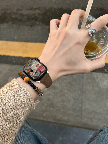 秋冬毛绒椭圆扣小蛮腰表带适用applewatchS11苹果手表10代iwatch9