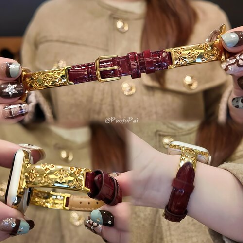 布拉提手镯拼皮质苹果手表表带