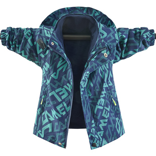 男童冲锋衣三合一可拆卸加绒外套春秋冬季2026年新款儿童深秋装潮