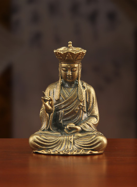 黄铜地藏王菩萨神像复古创意供奉地藏佛僧菩萨家居桌面摆件工艺品