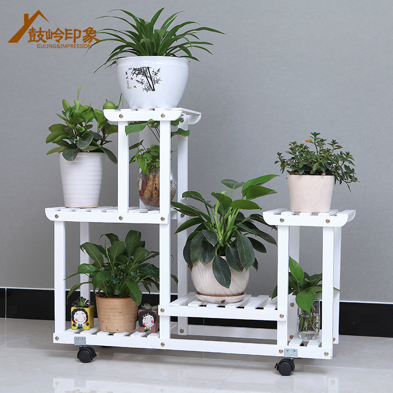 绿箩花架 客厅 吊兰实木多层地面组装简约现代阳台特价木制花架