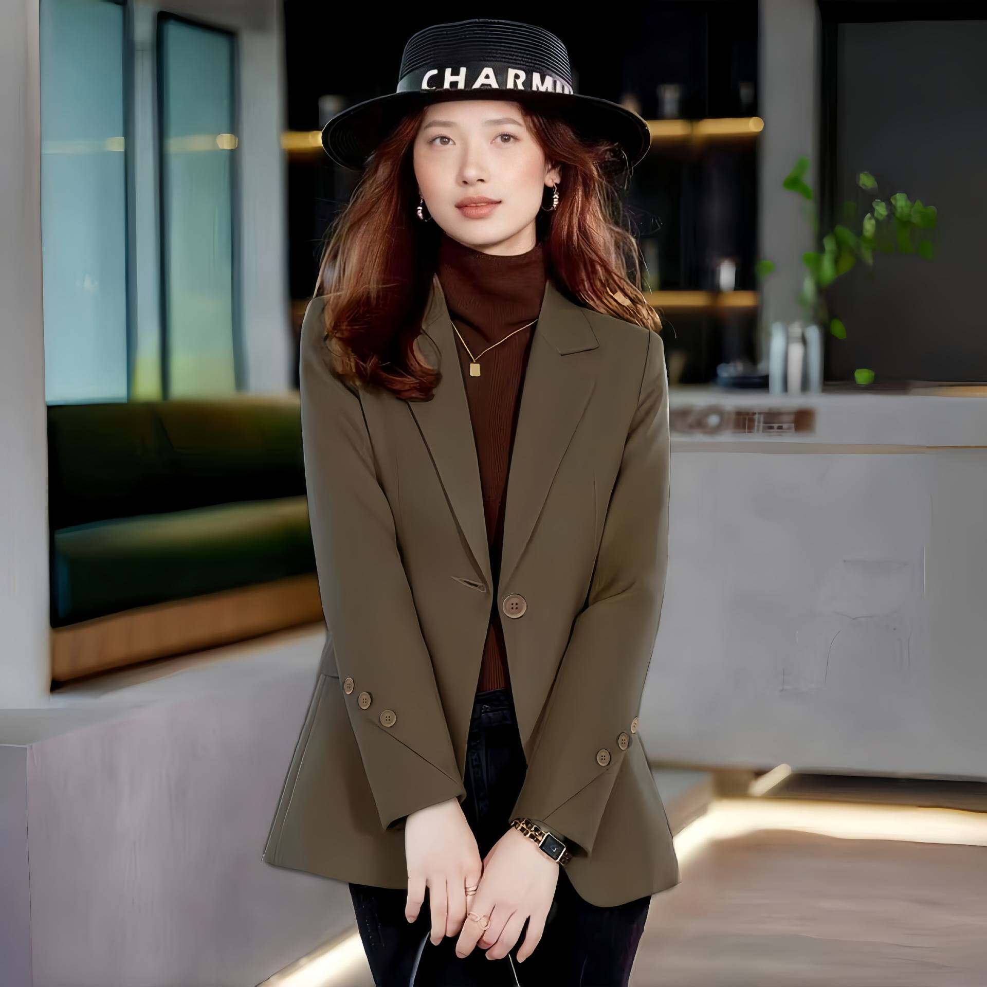 西装外套2025新款高级感小个子休闲黑色修身春秋女式西服名媛风