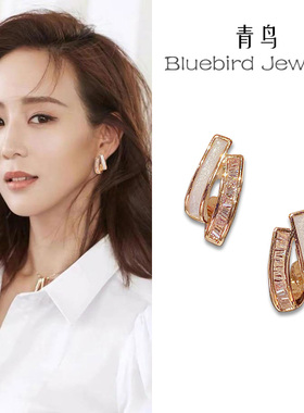 【拒绝耳朵过敏】925银耳环女白色锆石耳钉轻奢小众高级感耳饰