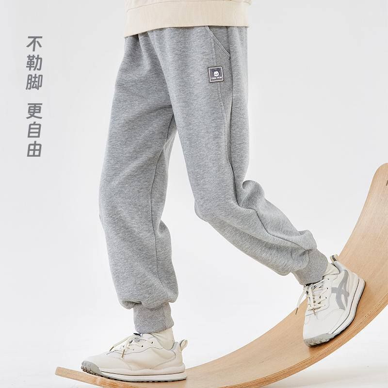 儿童男裤男童加绒卫裤幼儿园6小学生男孩6厚裤子7收口中童外裤8岁