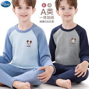 A类纯棉男童加绒保暖内衣5儿童6绒衣绒裤7小男孩8室内套装9岁中童