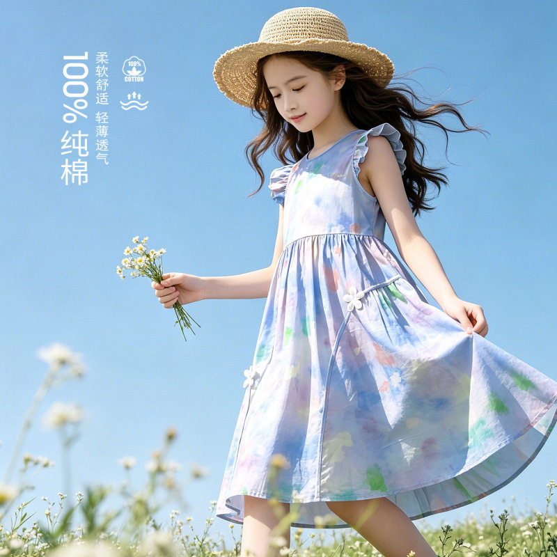 女童夏季新款裙子,舒适透气甜美