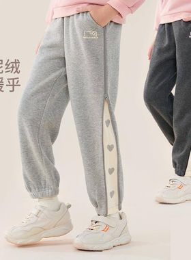 女童春秋冬长裤单层运动裤加绒外裤儿童女裤小学生女孩卫裤中童裤