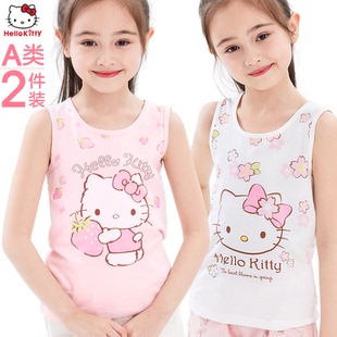 kt猫女童纯棉跨栏背心薄贴身小女孩外穿内搭中童宽带儿童夏吊带衫