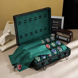 新款手表收纳盒多位直播展示架腕表铝合金箱子皮质首饰盒饰品收纳盒包30位收藏手表盒防尘展柜