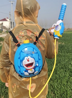 2025新品男孩喜欢夏天蓝色叮当猫背包水枪卡通多啦A梦玩具水枪3L