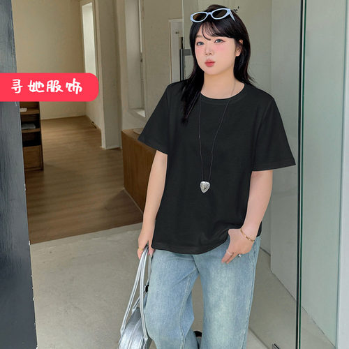 2026春新大码女显瘦纯色T恤