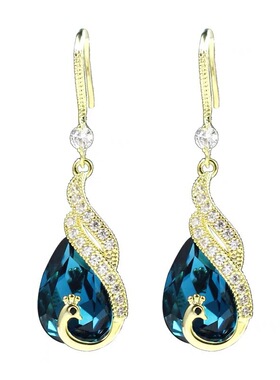 威德妮 孔雀凤凰耳环项链气质百搭耳钩小众设计感首饰套装女