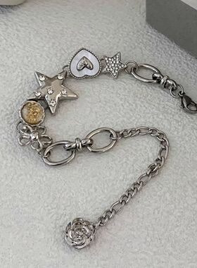 2025年镶钻星爱心纽扣重工手链 新款ins风小众轻奢设计感手串